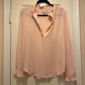 LOFT Soft Pink Ruffle Blouse